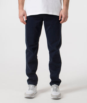 Tapered Fit Chino BOSS in navy blue. Front shot. Shot at EQVVS. 