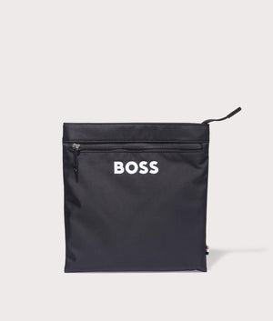 BOSS Catch 3.0 Envelope Bag in Black. At EQVVS Menswear. Front detail shot