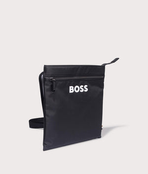 BOSS Catch 3.0 Envelope Bag in Black. At EQVVS Menswear. Front angle shot