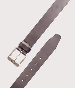 BOSS Jemio Belt in Dark Brown at EQVVS. Front Shot.