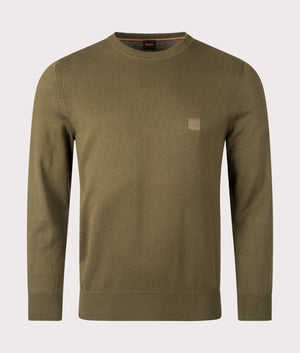 Kanovano Jumper in Open Green from BOSS. Front angle shot at EQVVS.