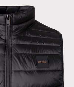 BOSS Slim Fit Odeno1 Gilet for Men in Black at EQVS. Detail Shot