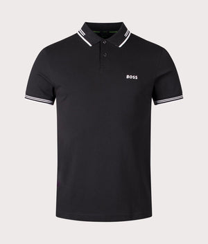 BOSS Slim Fit Paul Polo Shirt in Black for men at EQVVS Front Shot