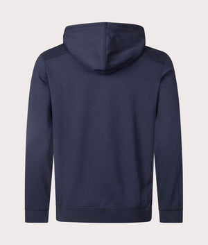 BOSS Zip Through Zetalky Hoodie in Dark Blue, 100% Cotton. At EQVVS Menswear. Back shot