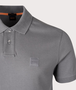 BOSS Slim Fit Passenger Polo Shirt in Dark Grey for Men at EQVVS Detail Shot