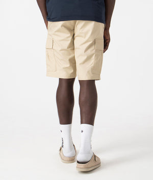 Giulio 242 Chino Shorts in Medium Beige by Hugo. EQVVS Back Angle Shot.