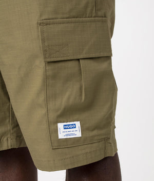 Giulio 242 Chino Shorts in Open Green by Hugo. EQVVS Detail  Shot