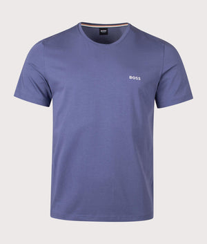 BOSS Lightweight Mix and Match R Stretch T-Shirt in Navy. Front angle shot at EQVVS.