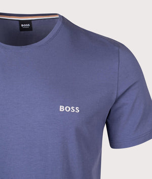 BOSS Lightweight Mix and Match R Stretch T-Shirt in Navy. Detail angle shot at EQVVS.