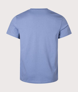 BOSS Round Neck T-Shirt in Open Blue. Back angle shot at EQVVS.