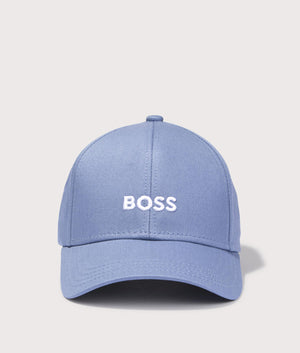 BOSS Cotton Twill Zed Cap in Open Blue. Front angle shot at EQVVS.