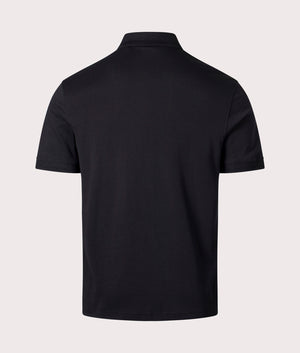 Pe Interlock Polo Shirt in Black by BOSS. EQVVS shot.