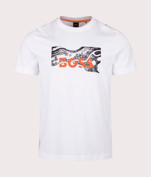 Relaxed Fit Te Building T-Shirt in White by BOSS. EQVVS Shot. 