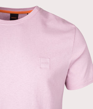 Tales T-Shirt in Open Purple by Boss. EQVVS Front Detail Shot.