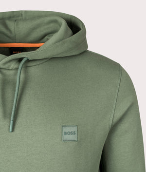 BOSS Wetalk Hoodie in Open Green, 100% Cotton. EQVVS Detail Shot