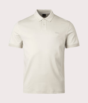 Pe Interlock Polo Shirt in Light Beige by BOSS. EQVVS Shot. 