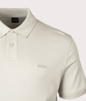 Pe Interlock Polo Shirt in Light Beige by BOSS. EQVVS Shot.