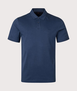 BOSS Pe Interlock Polo Shirt in Open Blue . Front angle shot at EQVVS.