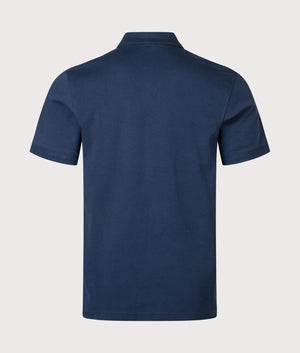 BOSS Pe Interlock Polo Shirt in Open Blue . Back angle shot at EQVVS.