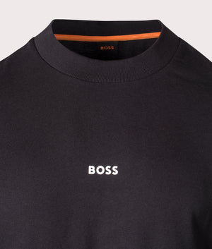 Oversized Te Geological T-Shirt in Black by BOSS. EQVVS Detail Shot.