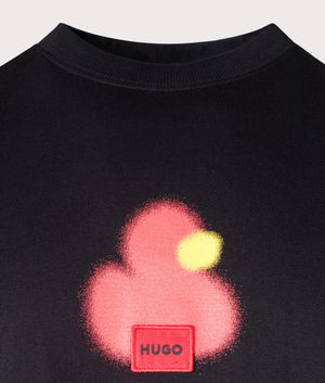 Relaxed Fit Dilippers T-Shirt in black from HUGO. Detail angle shot at EQVVS.