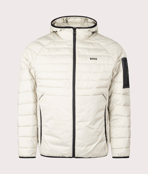 BOSS JThor 2 Hooded Zip Through Jacket in Light Beige for men at EQVVS Front shot