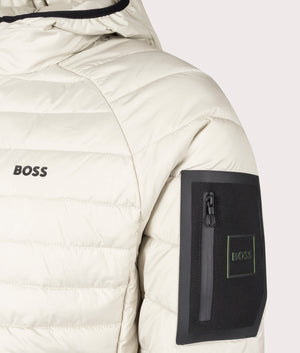 BOSS JThor 2 Hooded Zip Through Jacket in Light Beige for men at EQVVS Detail shot