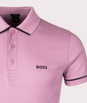 Paule Polo Shirt in Light Pastel Purple by BOSS. EQVVS Detail Shot.