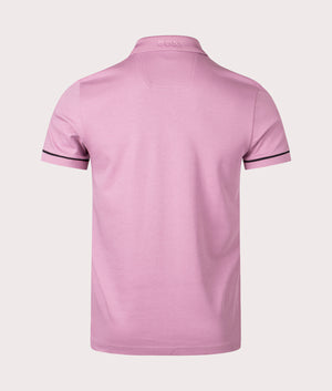 Paule Polo Shirt in Light Pastel Purple by BOSS. EQVVS Back Angle Shot.