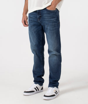 Re.Maine BO Jeans in Navy by BOSS. EQVVS Model Shot.