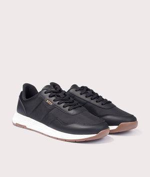 BOSS Titanium Runn nypu Trainers for Men in Black and White at EQVVS Angle Shot