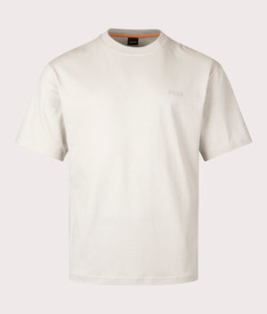 TeRelaxboss T-Shirt in Light Beige by BOSS. EQVVS Front Angle Shot.