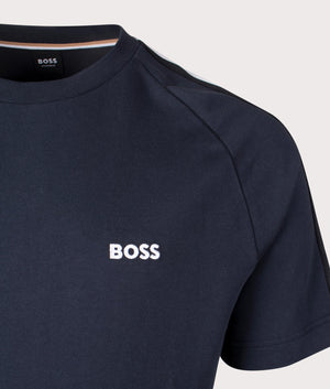 BOSS Iconic T-Shirt in Dark Blue, BOSS. Shot at EQVVS. Detail shot. 