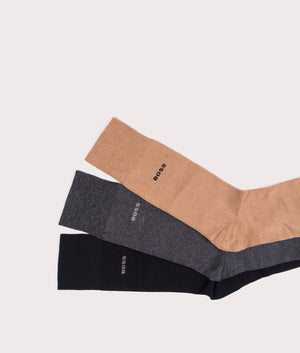 BOSS 3 Pack RS Socks GiftSet Uni CC in Grey, Black and Beige. EQVVS Laid Shot.