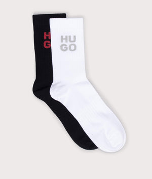 Hugo 2 Pack QS Socks Gift Set in black at EQVVS menswear front shot