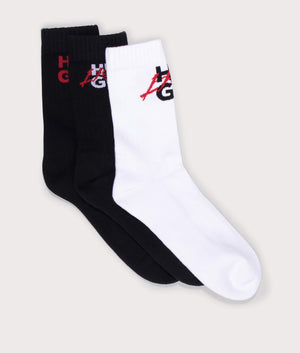 Hugo 3 Pack Thriller Socks in black/white at EQVVS front shot