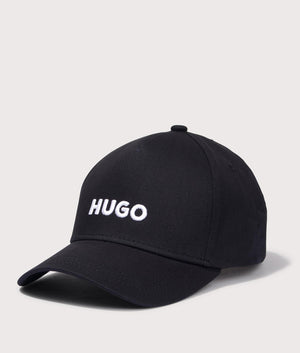 HUGO Jude Cap in Black. Side front angle shot at EQVVS.