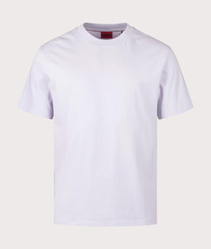 HUGO Relaxed Fit Dapolino T-Shirt in Light Purple, 100% cotton. At EQVVS Menswear. Front detail shot