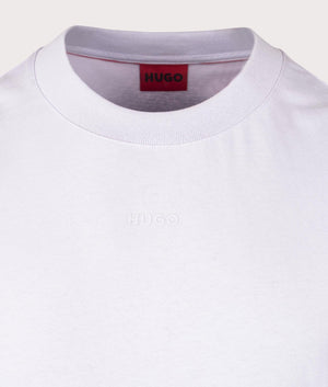 HUGO Relaxed Fit Dapolino T-Shirt in Light Purple, 100% cotton. At EQVVS Menswear. Front logo shot