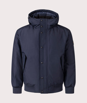 BOSS Relaxed Fit Osis Parka Jacket in Dark Blue. At EQVVS. Front shot