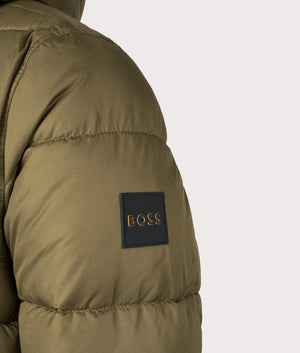 BOSS Omaris Jacket in Open green. Detail Shot at EQVVS.