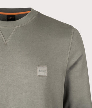 BOSS Relaxed Fit Westart Sweatshirt in Open Grey for Men at EQVVS Detail Shot