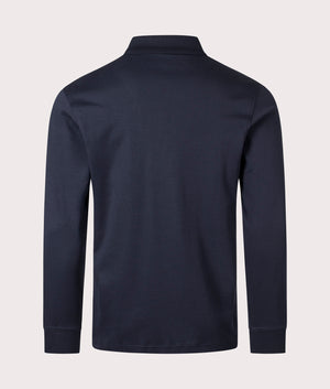 BOSS Pe Interlock Long Sleeve Polo Shirt for men in Dark Blue. EQVVS Back Shot