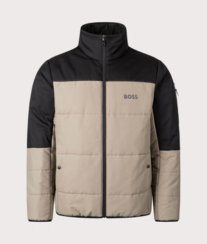 BOSS J Hamar 4 Puffer Jacket in light-pastel and Black, 100% Polyester. Front Shot at EQVVS