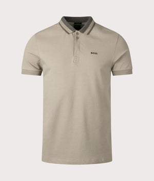 BOSS Paddy 1 Polo Shirt Light/Pastel Green, Cotton-blend. At EQVVS Menswear. Front detail shot