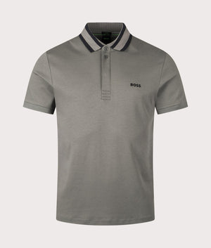 BOSS Paule Polo Shirt in Light Grey fr Men at EQVVS Front Shot