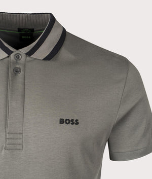 BOSS Paule Polo Shirt in Light Grey fr Men at EQVVS Detail Shot