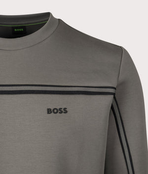 BOSS Salbo 1 Sweatshirt in Light Pastel Grey, 100% Cotton for Men at EQVVS Detail Shot