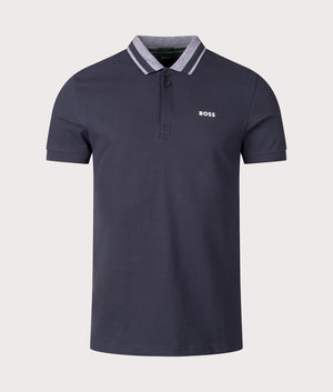 BOSS Paddy 1 Polo Shirt Dark Blue, Cotton-blend. At EQVVS Menswear. Front detail shot