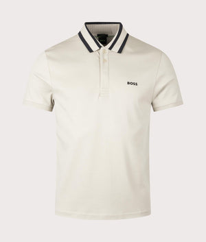 BOSS Paule Polo Shirt in Light Beige 100% Cotton for Men at EQVVS Front Shot